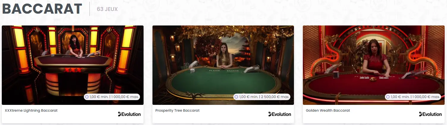 table de baccarat Madnix Casino